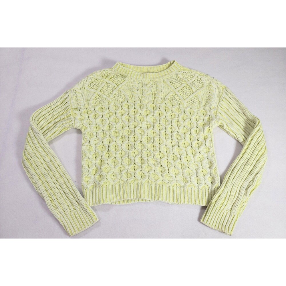 Aéropostale Cable Knit Sweater Womens XS Relaxed Fit Pullover Yellow